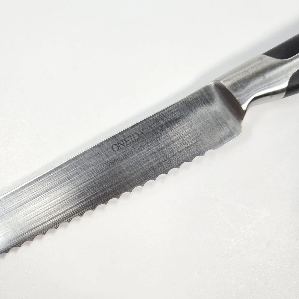 Oneida Vanguard Collection Serrated Bread Knife Stainless Steel Black Handle 8in